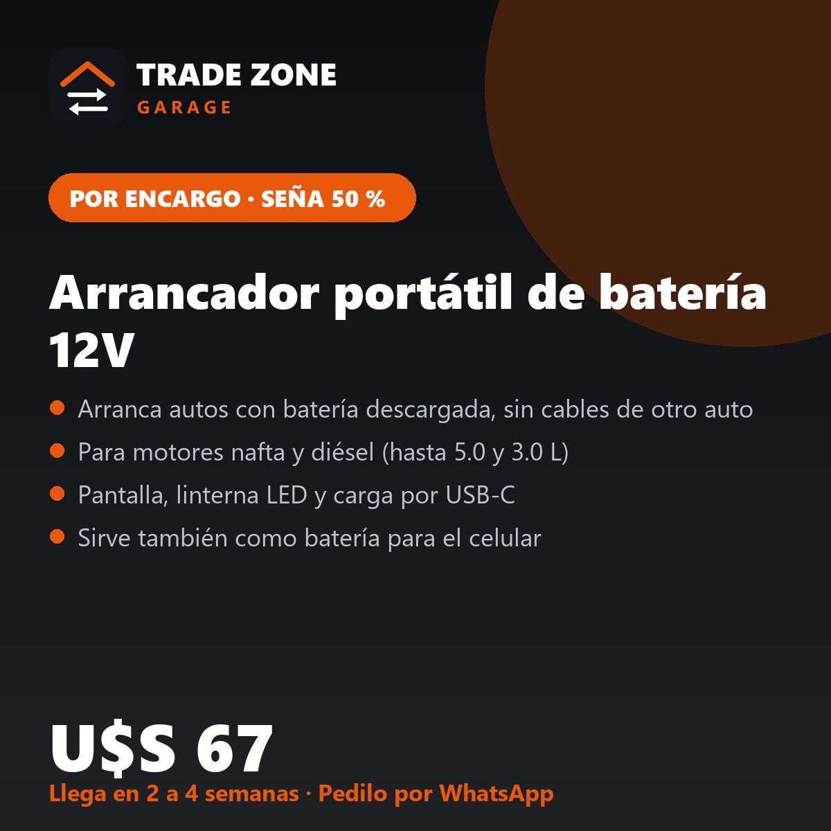 Arrancador portátil de batería 12V