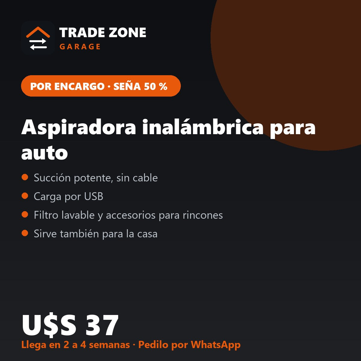 Aspiradora inalámbrica para auto