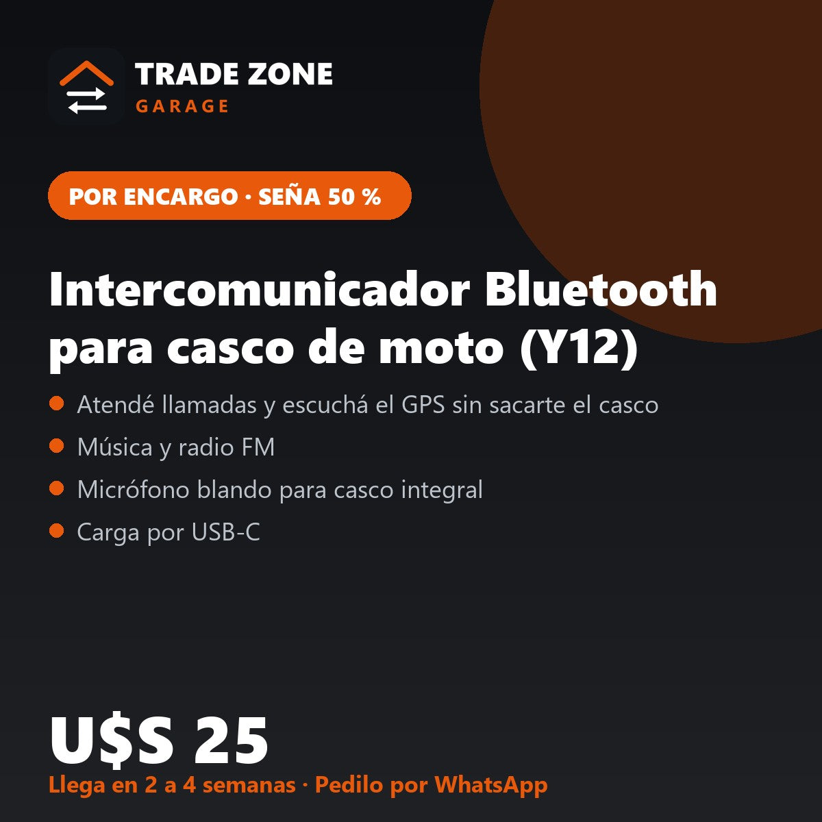 Intercomunicador Bluetooth para casco de moto (Y12)